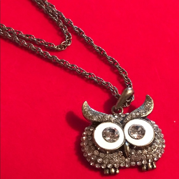 Owl Rhinestone Pendant on Long Chain - Picture 11 of 15